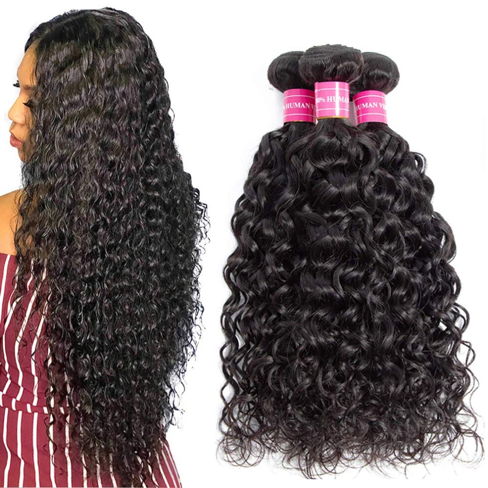 Unisex Brazilian Deep Wave Hair Bundles 100% Virgin Remy Extensions Wet And Wavy Weave Set 20 22 24