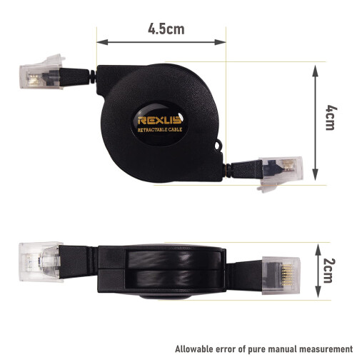 Καλώδιο δικτύου REXUS2-Pack Cat6Flat Ethernet με ανασυρόμενο καλώδιο 3,3 ποδιών, 10Gigabit υψηλής 1