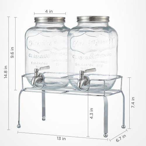Διανομέας ποτών διπλού γυαλιού Silver1Gallon με βάση, συμβατός με πάγκο - Διαφανής 2
