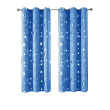Blackout Curtains 51" x 53", Stars and Moon Design, Thermal Insulated with Grommets, Reduce Noise & Regulate Temperature, Compatible with Kids' Rooms