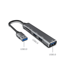 USB HUB3.0 USB-A Hub Splitter 5 poorten USB3.0 met TF/SD-kaartlezer voor snelle gegevensoverdracht voor laptops en computers