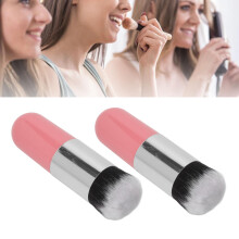 2er Set Chubby Foundation Pinsel, Pink Silbergrau, Kunstfasern