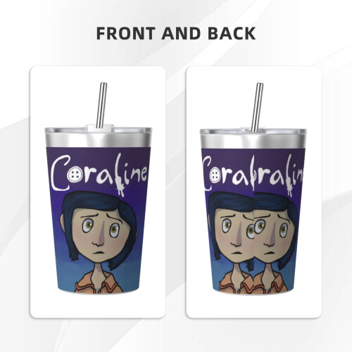 Θερμός Coraline με κωνικό άχυρο διπλού τοιχώματος με μόνωση κενού από ανοξείδωτο 2