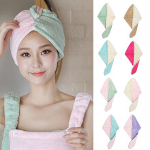 Dream Lifestyle Hair Towel Drying Wrap with Button, Absorbent Fast Drying Turban Soft, Shower Hair Wrap for Women, Curly, Long, Thick Hair