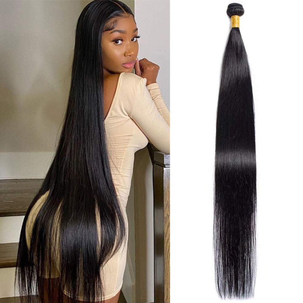 Unisex Black Brazilian Straight Hair 34 Inch Virgin Human Hair Bundle 10A Grade Natural Dye And Bleachable