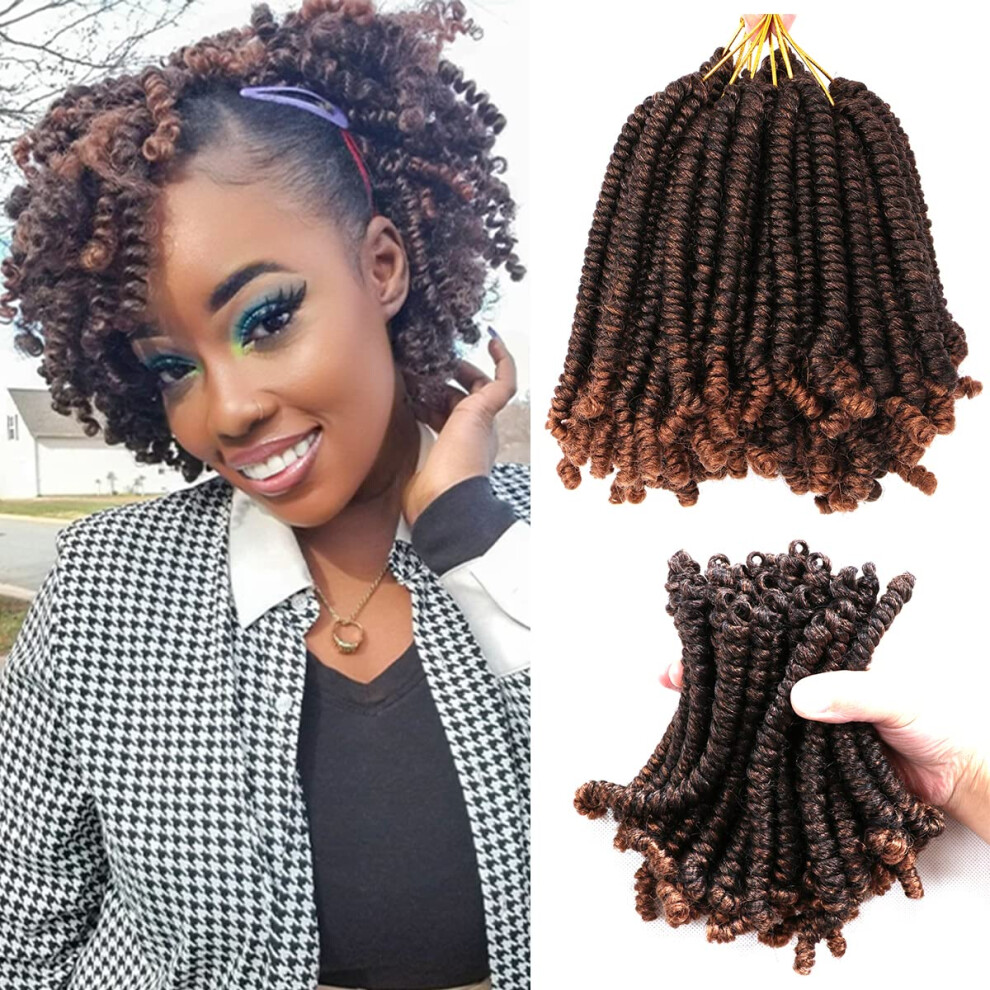 Unisex Black 8 Packs 6 Inch Bob Spring Twist Crochet Hair T30 Prelooped Passion Twist Braids For Women And Kids