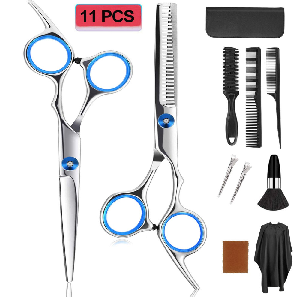 Professional Hair Cutting Scissors Kit 11PCS Sharp 440C Steel Blades with Thinning Shears for Salon and Home