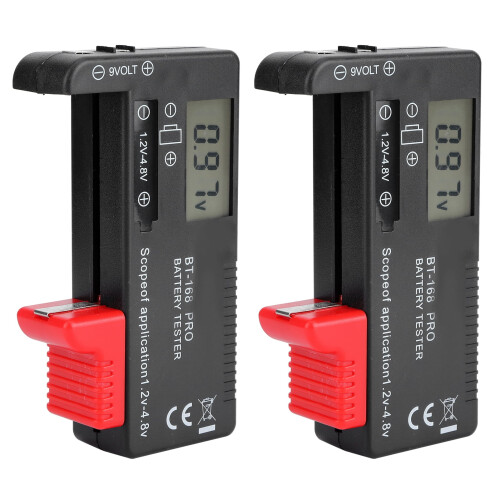 ZPSHYD 2Pcs Battery Tester, Digital Battery Capacity Checkered Tester Voltage Checker Battery Testing Tool for Small Batteries 2