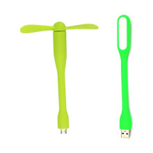 Multifunksjonell USB Mini Desktop Mini-vifte med universell USB-lampe Energisparende bærbar LED-lampe, grønn
