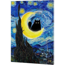 Poster decorativo ASPORIC Monet Ninfee Gatto Nero, stampa artistica vintage famosa, compatibile con cornice 12x16 pollici, opera d'arte da parete
