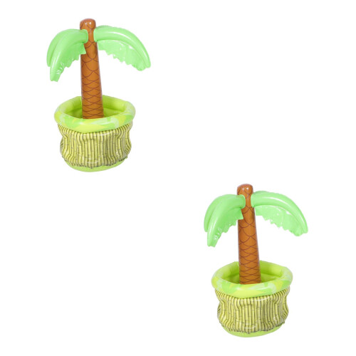 2 Count Inflatable Palm Tree Cooler Summer Pool Party Decorations 1
