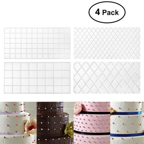 2 Pack Diy Cake Mold Mould Rectangle Fondant Decoration Shaping Mat
