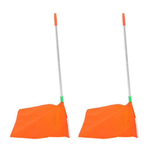 2Pcs Orange Windproof Garden Dustpan with Aluminum Frame and Leaf Bag