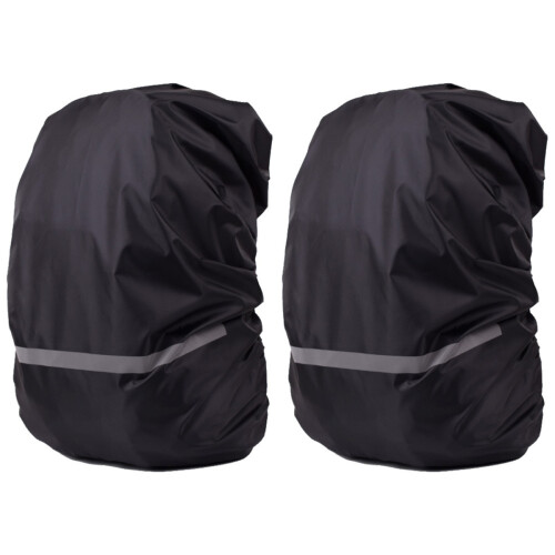 2Pcs Elastic Waterproof Rain Cover for Backpack Black Outdoor Use 1