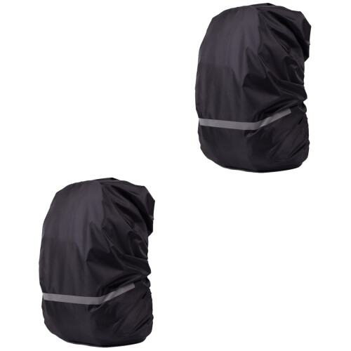 2Pcs Elastic Waterproof Rain Cover for Backpack Black Outdoor Use 2