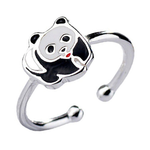 2pcs Panda Ring Modeling Metal Ring Girl Copper
