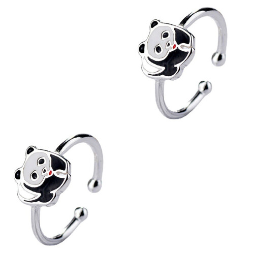 2pcs Panda Ring Modeling Metal Ring Girl Copper 2