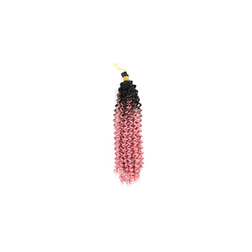 Unisex 14 Inch Ombre Water Wave Crochet Braiding Hair Extensions Afro Kinky Twist 3 Bundles Synthetic