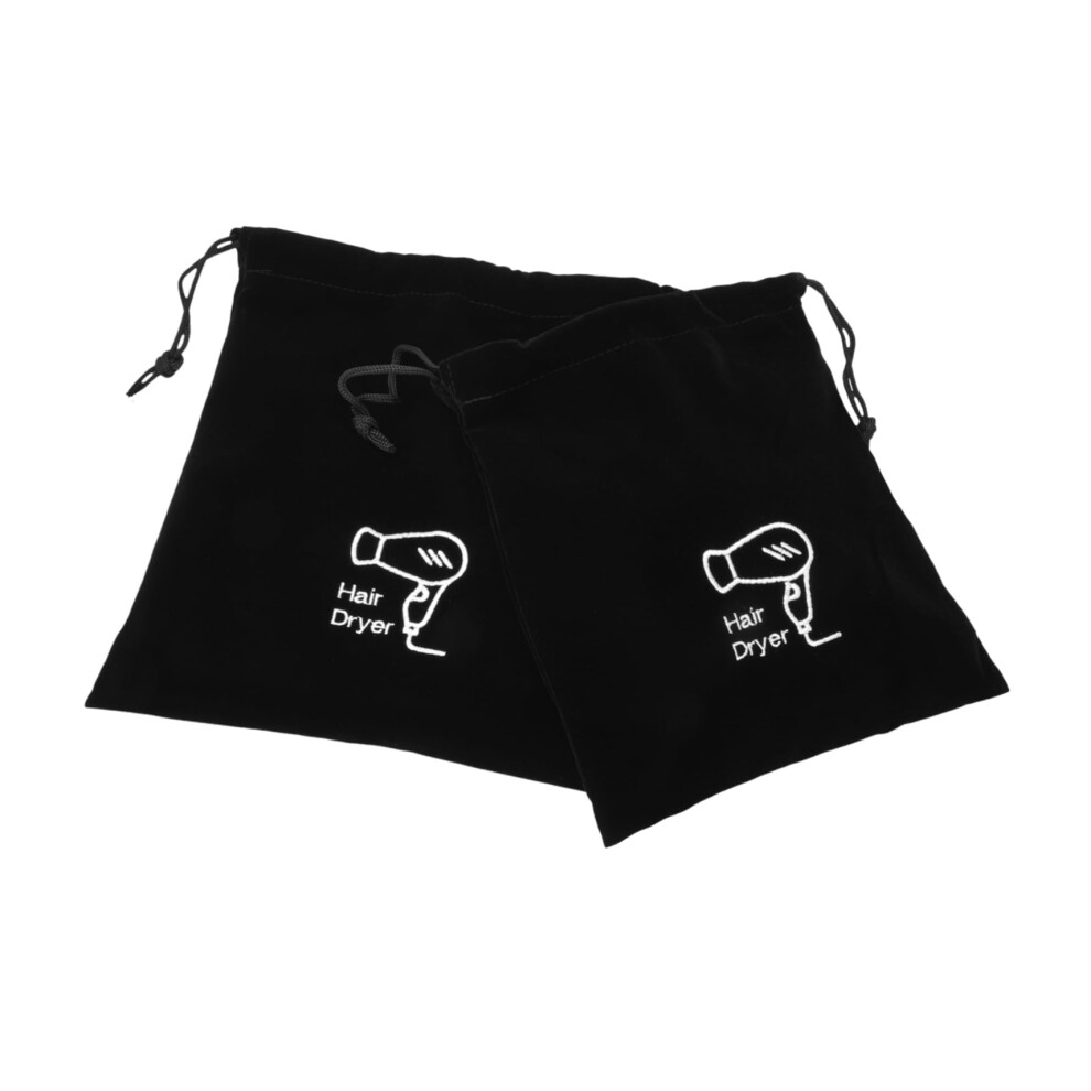 Unisex 2Pcs Velvet Hair Dryer Storage Bag Drawstring Travel Pouch Dustproof Organizer For Styling Tools
