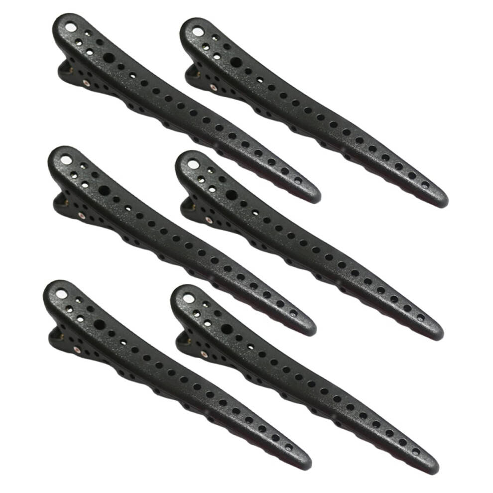 Unisex Black Hair Sectioning Clips 6Pcs Plastic Shark Salon Hair Clips Nocrease Strong Grip Styling Tools