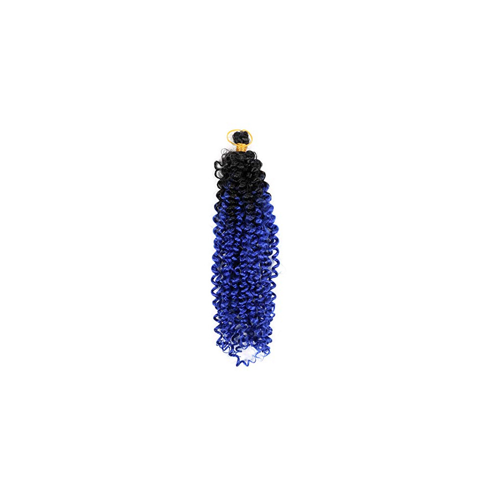 Unisex 14 Inch Ombre Water Wave Crochet Braiding Hair Extensions, Synthetic Afro Kinky Twist 3Pcs