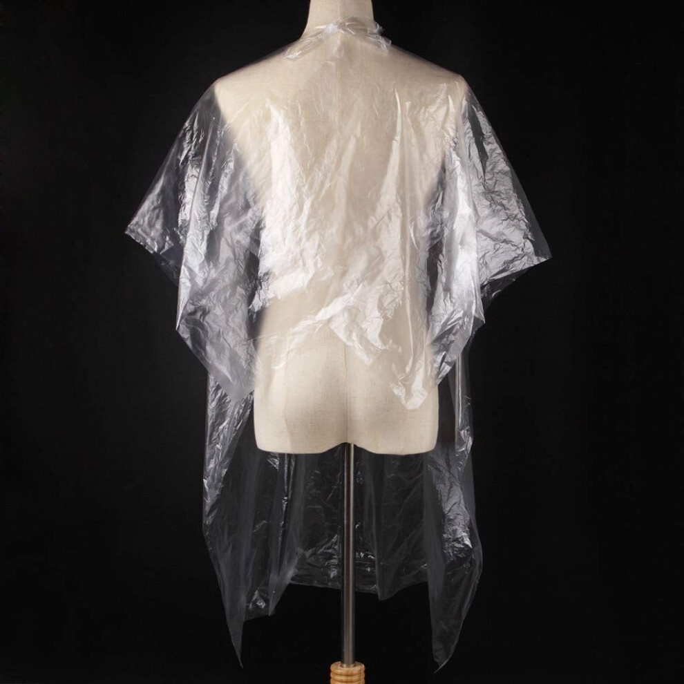 50PCS Disposable Waterproof Barber Cape for Hair Cutting, Transparent Salon Shampoo Capes Bulk 50Pack