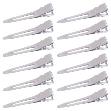 Hair Extension Clips 1.75 Inch Silver Alligator Curl Clips Durable Metal Secure Grip Pack of 50