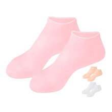 Moisturizing Silicone Heel Socks with Gel Protectors for Dry Cracked Feet Spa Treatment Pink