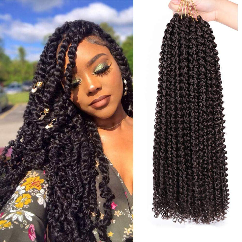 Passion Twist Hair Extensions 6 Packs Color 4# PreTwisted Crochet Braids with Natural Curly Ends