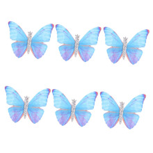 6pcs Blue Butterfly Hair Clips Colorful Design Girls Hair Accessories Cute Hairpins Set