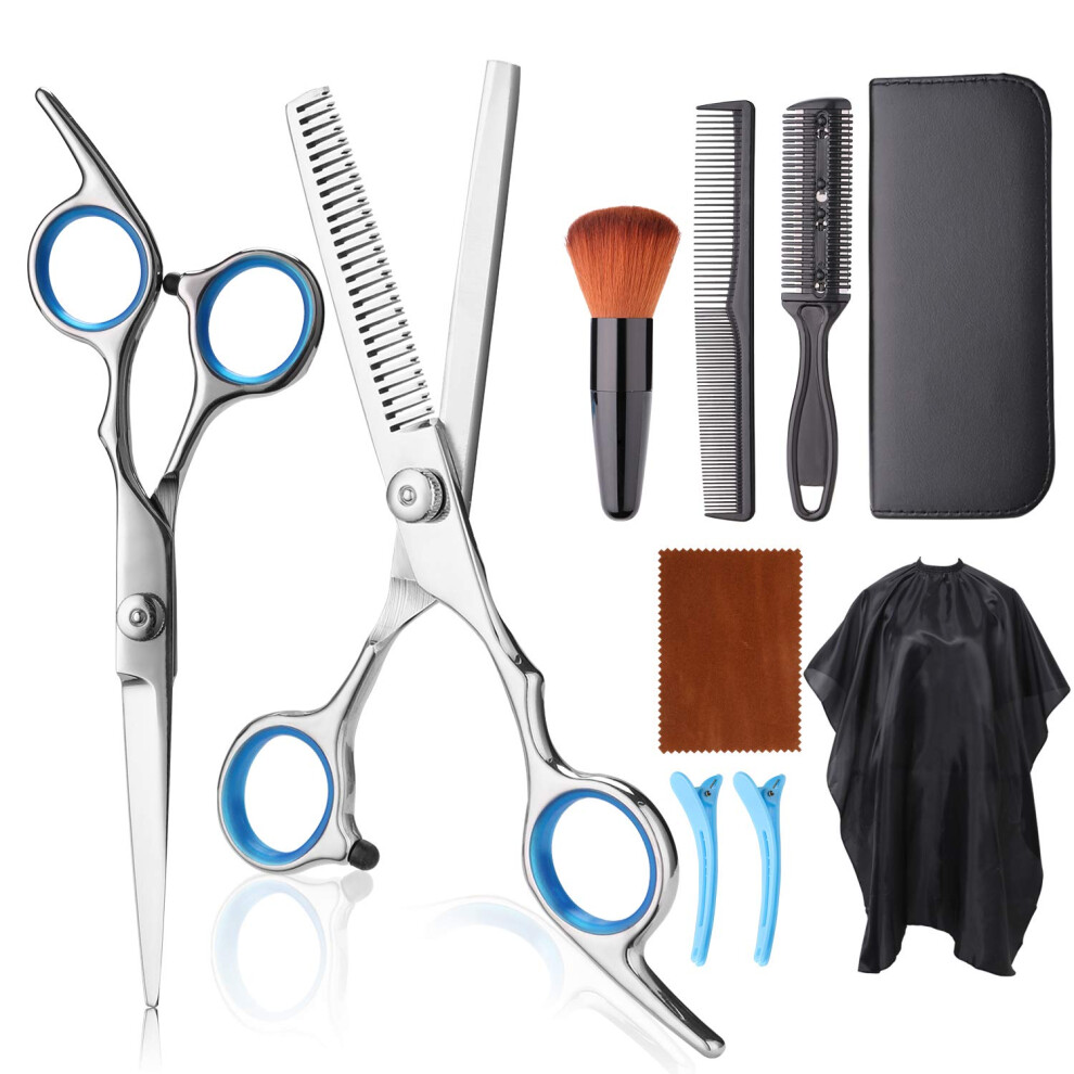 Professional Hair Cutting Scissors Kit with Thinning Shears, Ergonomic Handle for Salon and Home