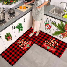 Set di due tappetini natalizi da cucina Gnobogi, compatibili con tappeti per la casa, zerbini per la camera da letto e zerbini per il bagno