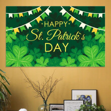 Winysin St. Patricks Day baggrund stofflag festival festdekoration irsk kløver tema banner 180 * 115 cm / 70,8 * 45,2 tommer