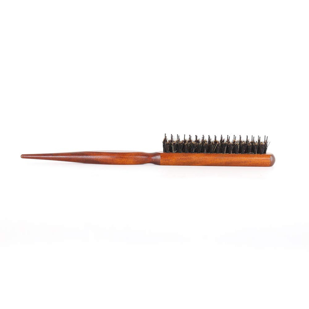 Wooden Teasing Brush with Rat Tail Comb for Volume, Precise Styling and Hair Sectioning