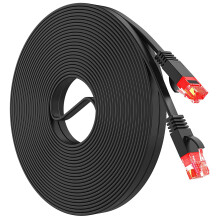 Szybki kabel Ethernet Cat6, 50 stóp, płaski czarny kabel sieciowy Cat6, z bezproblemowymi złączami RJ45