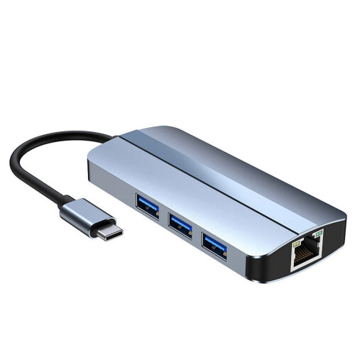Σταθμός σύνδεσης USB C Hub 6 σε 1, USB HUB τύπου C, USB3.0RJ45, 1000Mbps, αναγνώστης καρτών SD TF,