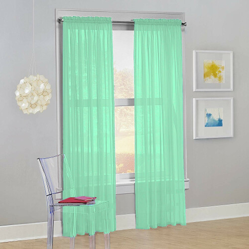 Sett med 2 transparente voile-gardiner for vindusbehandling