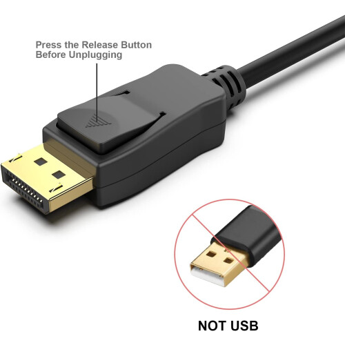 Καλώδιο 4K DisplayPort σε HDMI6Feet, Μονοκατευθυντικό καλώδιο DP1.2 για σύνδεση υπολογιστή σε 2