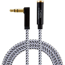 Cavo di prolunga audio stereo da 3,5 mm maschio-femmina da 3 metri (10 piedi), adattatore ad angolo retto di 90 gradi.