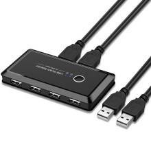 jixopn2in4out USB2.0-Umschalter zur gemeinsamen Nutzung von 4 USB-Geräten mit 2 Kabeln an 2 Computern