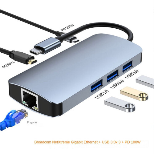 Σταθμός σύνδεσης USB C Hub 6 σε 1, USB HUB τύπου C, USB3.0RJ45, 1000Mbps, αναγνώστης καρτών SD TF, 2