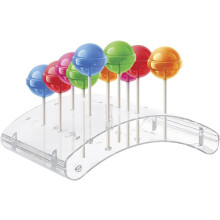 Acryl lollyhouder met 20 gaten, transparante gebogen taartpopstandaard, geschikt voor stokjes van 3 mm, ideaal voor bruiloften en verjaardagsfeesten.