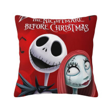 Clúdach Piliúir Línéadaigh Burlap Nightmare Before Christmas, 16x16 18x18 20x20 Orlach, Dubh, Comhoiriúnach le Maisiúcháin Tolg Gluaisteáin,