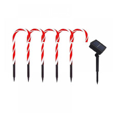 5 stuks kerstverlichting op zonne-energie voor paden, kerstverlichting in de vorm van zuurstokken, LED-padmarkeringen voor buiten in de tuin of op
