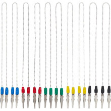 Conjunto de 10 prendedores de guardanapo de metal em 5 cores com suporte para prendedor de babador, corrente de 58 cm para alça de pescoço, ideal