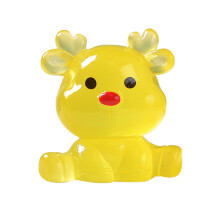 Conjunto de 12 miniaturas de renas que brilham no escuro, animais fofos de resina para casa, jardim, mesa, bolo e decoração de Natal - Amarelo