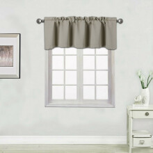 Cortina de varão com ondas retas, 137 cm x 46 cm, cor taupe - Bloqueio de luz, isolamento térmico, ideal para escurecer o ambiente em janelas