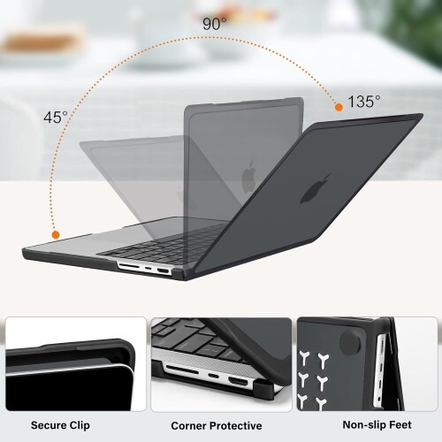 Capa compatível com MacBook Pro de 14 polegadas (lançamentos de 2024, 2023, 2022 e 2021) - M3A2918A2992M2A2779M1A2442, TPU macio 2