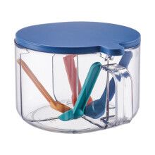 Sonderangebot! Zeceouar Gewürzglas mit 4 Fächern und Löffeln, geeignet für Geschmacksverstärker und Gewürze, Vorratsglas mit Deckel
