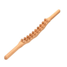 BĂąton de massage en bois Gua Sha 20 perles, double massage, sans manche, pour le dos